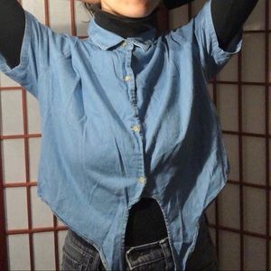 Denim crop top with a tie by American Apparel